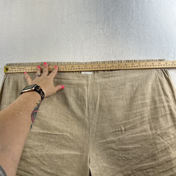 J Jill Plus 4X Linen Stretch Pants Pull On Elastic Waist Straight Leg Slit Hem - Picture 11 of 15